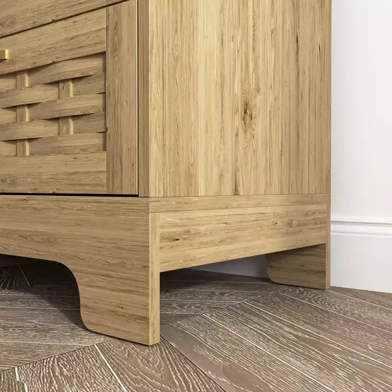 Commode horizontale en bois à six tiroirs avec poignées dorées 47,24 po L, style ferme