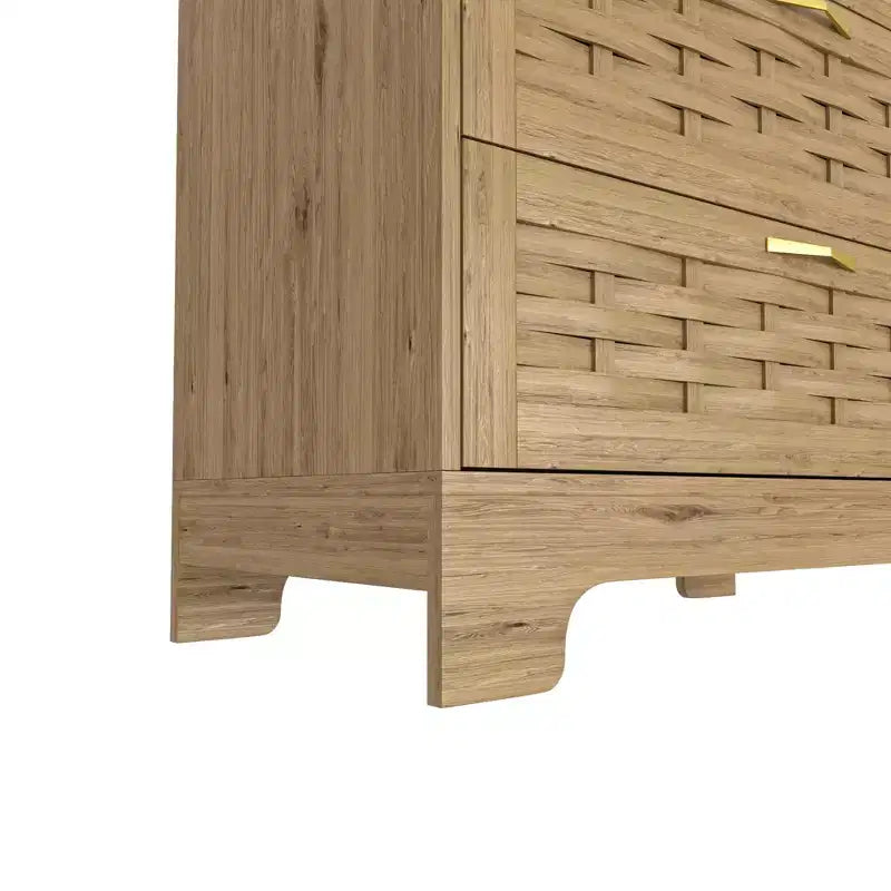 Commode verticale en bois avec quatre tiroirs et poignées dorées, style rustique, hauteur 41,34 pouces