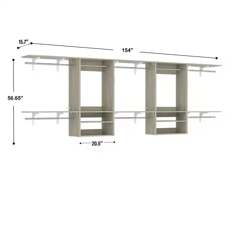 Système de rangement de placard mural avec tringles extensibles