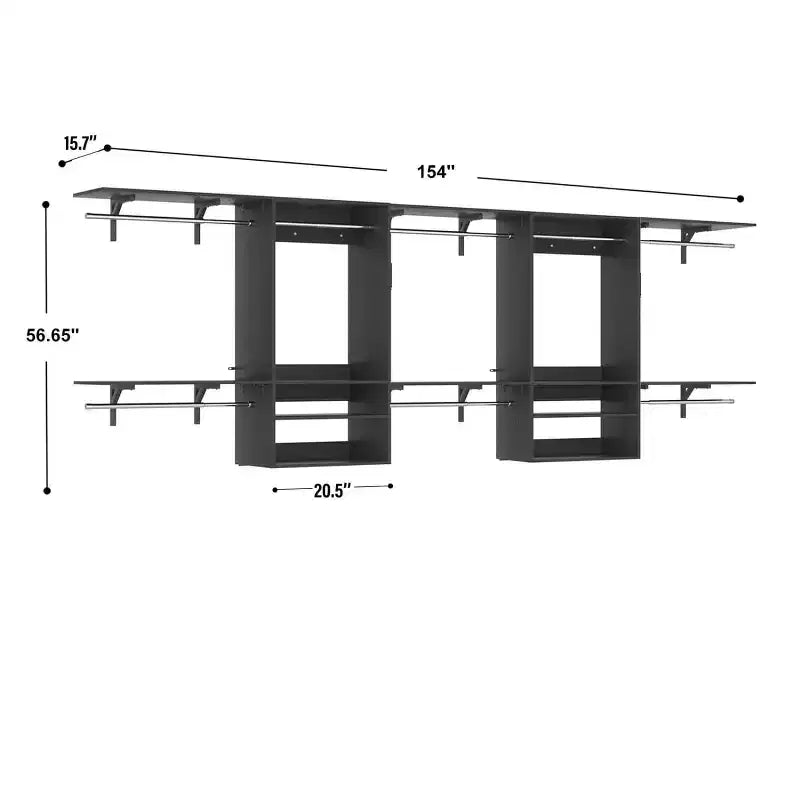 Système de rangement de placard mural avec tringles extensibles