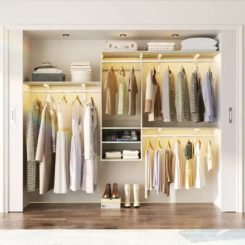 Système de rangement de placard mural avec tringles extensibles