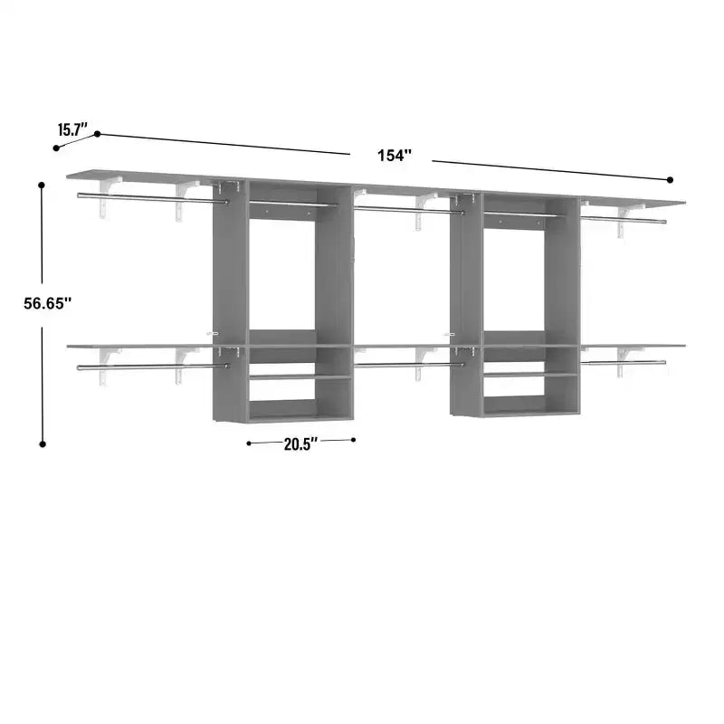Système de rangement de placard mural avec tringles extensibles