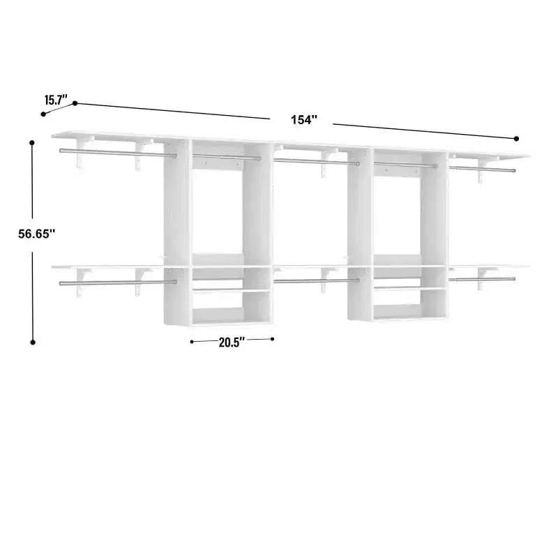 Système de rangement de placard mural avec tringles extensibles