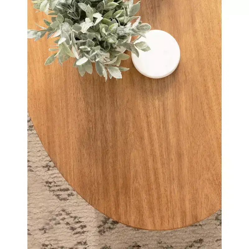 Table basse ovale en bois, 38"x24"x18", Naturelle