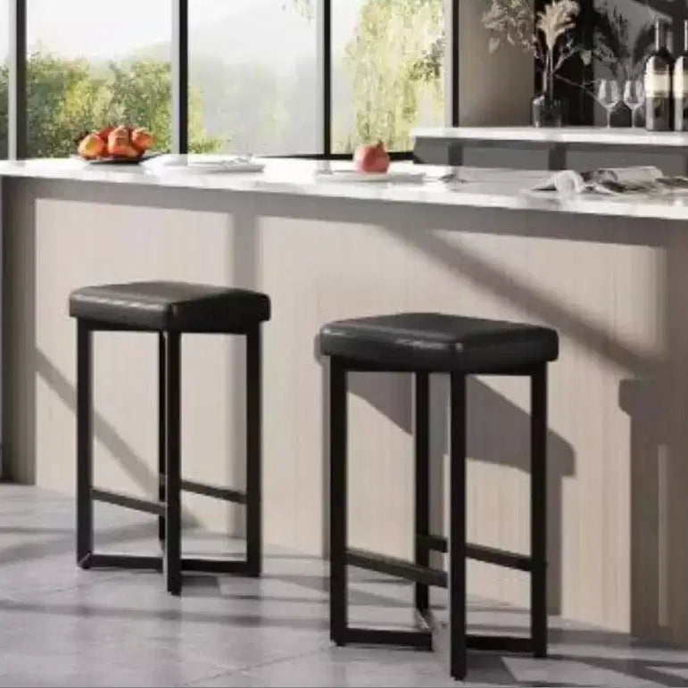 Minimalist Bar Stools with PU & Iron Frame