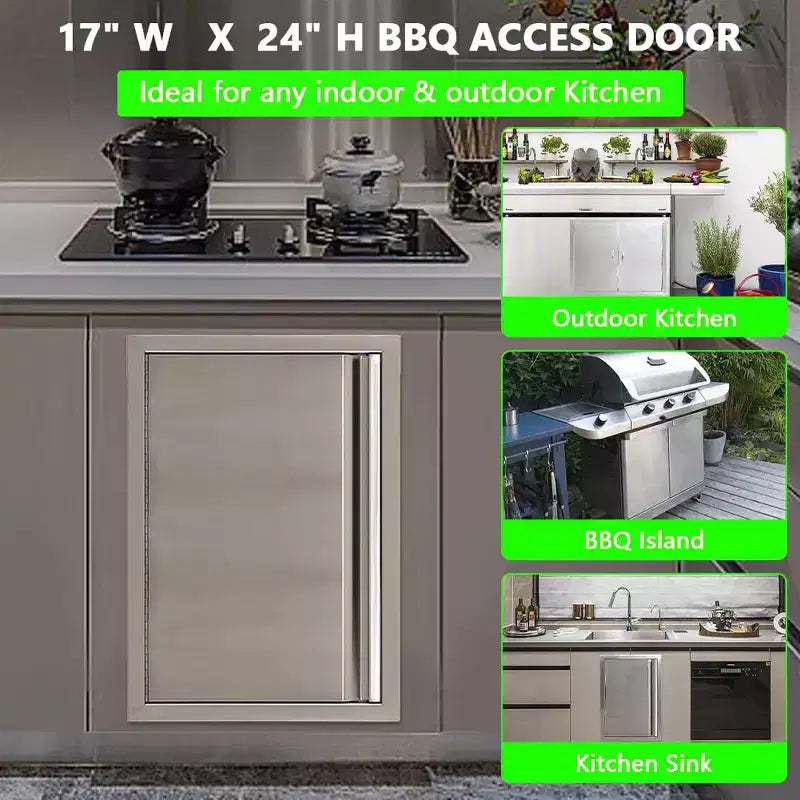 Portes de cuisine extérieure, porte d'accès pour barbecue, acier inoxydable 304 pour cuisine intérieure/extérieure, armoire extérieure, îlot de barbecue