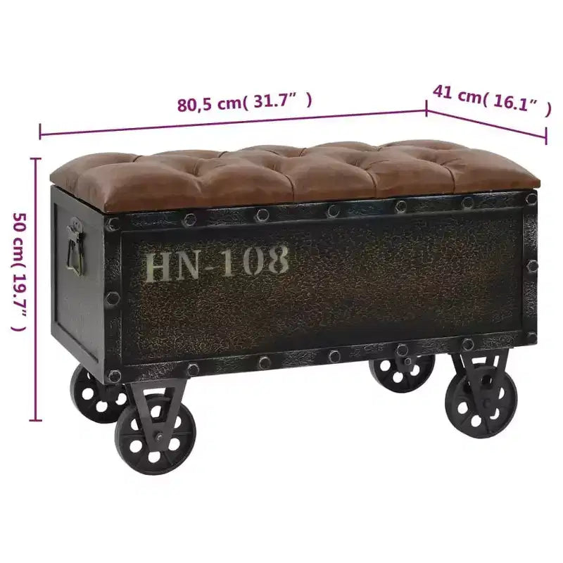 Banc de rangement à roulettes 80,5 cm Bois massif Sapin