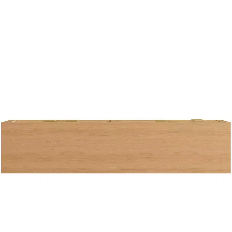 Meuble TV pour téléviseurs jusqu'à 80", meuble console média en rotin avec 2 tiroirs, trous passe-câbles et pieds en bois massif, naturel