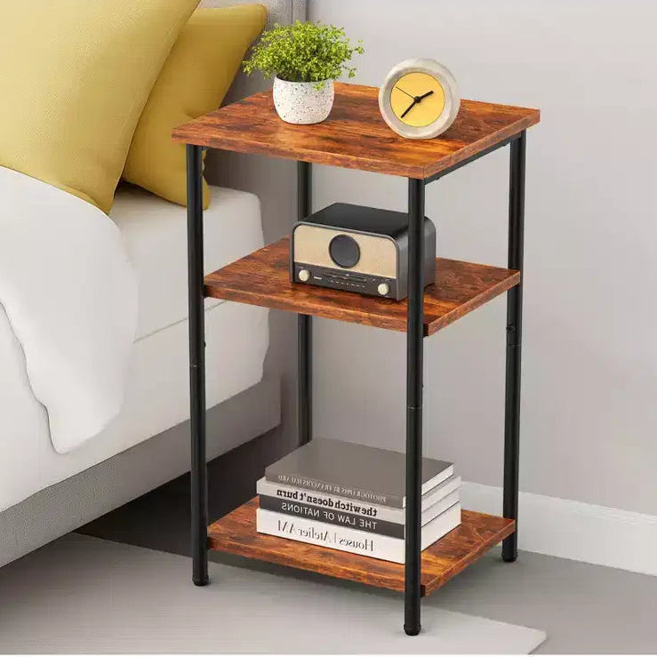 Table de chevet 3 niveaux avec pieds réglables, 1 ou 2 tables d'appoint compactes avec étagères de rangement, tables de chevet pour salon, chambre, salle de bain