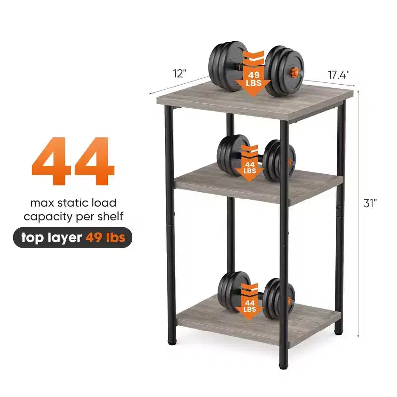 Table de chevet 3 niveaux avec pieds réglables, 1 ou 2 tables d'appoint compactes avec étagères de rangement, tables de chevet pour salon, chambre, salle de bain