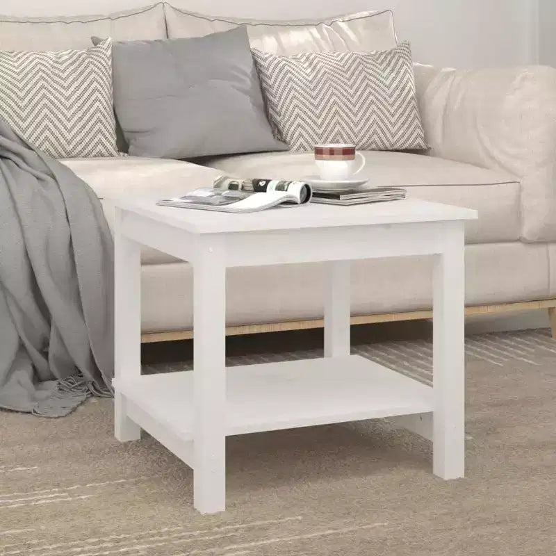 Table basse pin massif blanc - 19,7 x 19,7 x 17,7