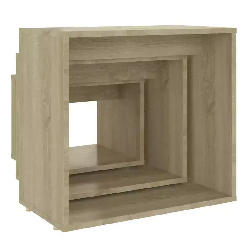 Ensemble de 3 tables gigognes en bois d'ingénierie chêne Sonoma, de petite à moyenne taille