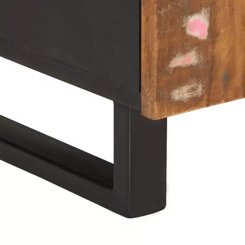 Table basse bois massif de récupération couleurs mélangées