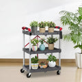 Chariot utilitaire pliable à 3 niveaux avec roulettes, Chariot de rangement roulant portable, Capacité de charge de 167 lb, Organisateur sans assemblage pour Bureau, Maison, Garage, Entrepôt
