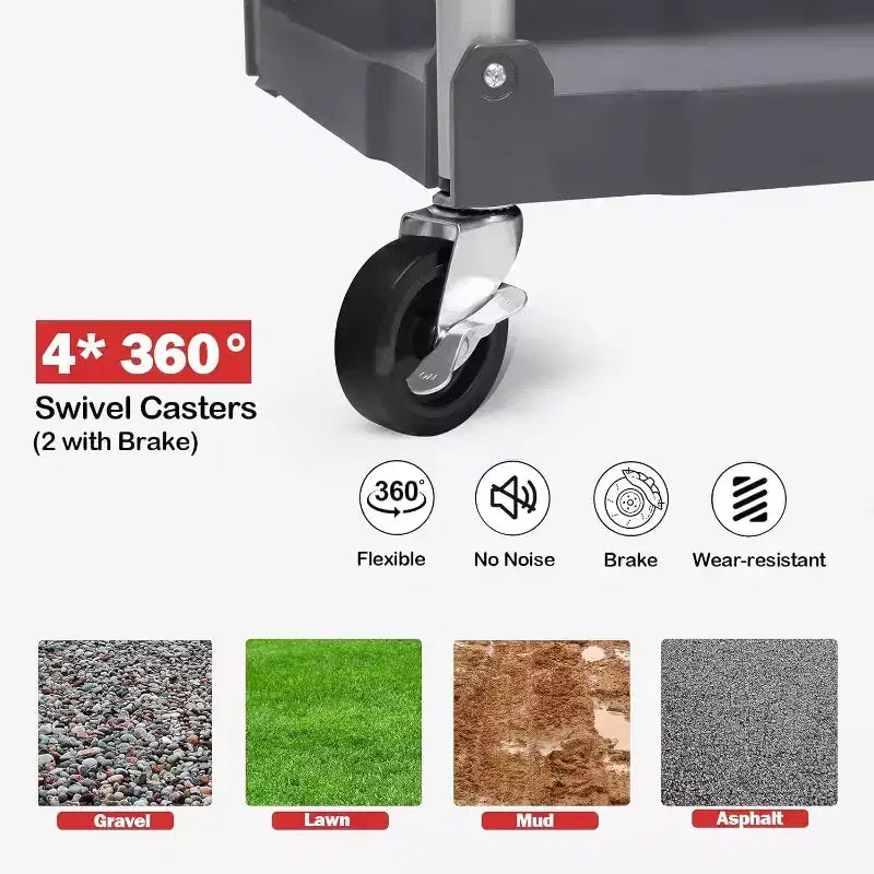 Chariot utilitaire pliable à 3 niveaux avec roulettes, Chariot de rangement roulant portable, Capacité de charge de 167 lb, Organisateur sans assemblage pour Bureau, Maison, Garage, Entrepôt