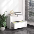 Classeur latéral à 2 tiroirs de 89 cm avec serrure, armoire de classement métallique verrouillable pour bureau à domicile, convient aux formats légal/lettre/A4/F4, blanc