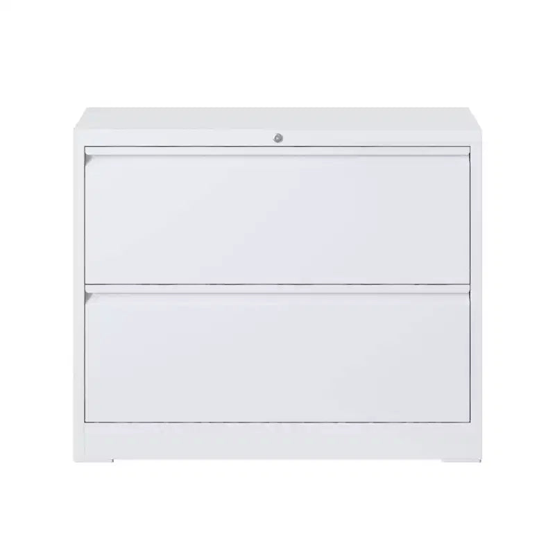 Classeur latéral à 2 tiroirs de 89 cm avec serrure, armoire de classement métallique verrouillable pour bureau à domicile, convient aux formats légal/lettre/A4/F4, blanc