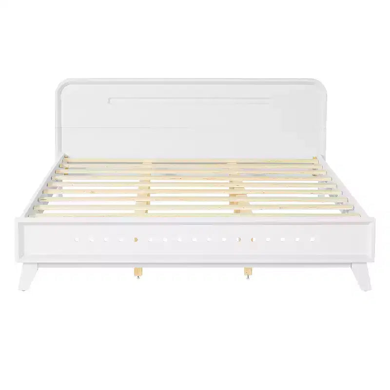 Cadre de lit double/king size, lit plateforme en bois de pin avec tête de lit, pas besoin de sommier tapissier
