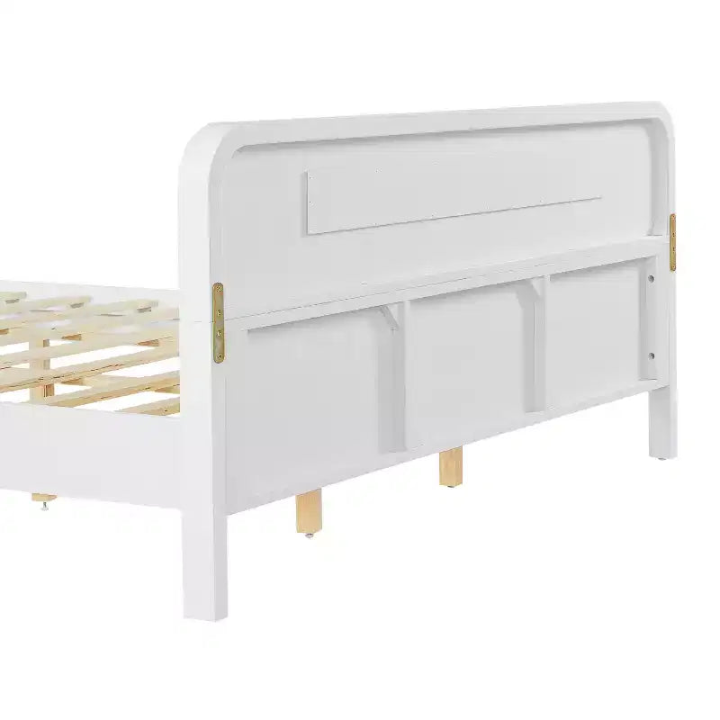 Cadre de lit double/king size, lit plateforme en bois de pin avec tête de lit, pas besoin de sommier tapissier