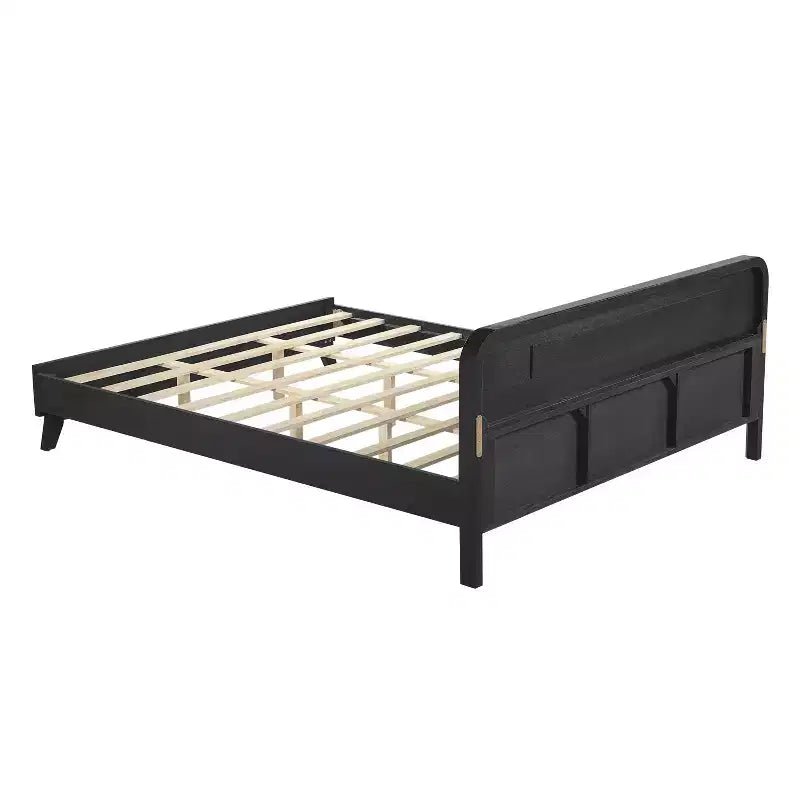 Cadre de lit double/king size, lit plateforme en bois de pin avec tête de lit, pas besoin de sommier tapissier