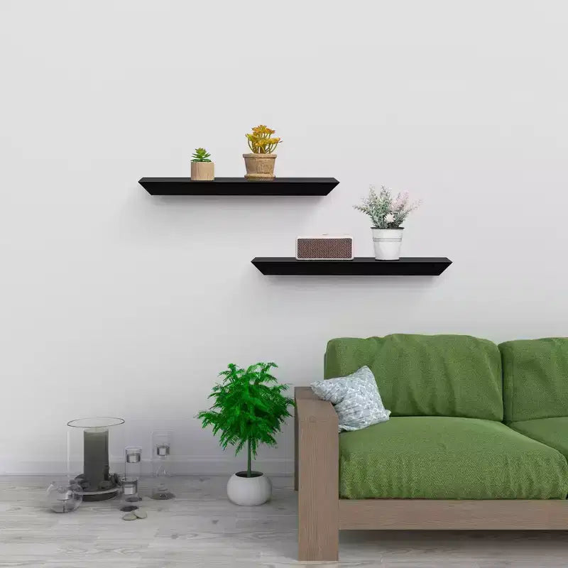Étagère murale flottante noire de 45,9 cm, avec supports invisibles, en bois, pour salle de bain, chambre, cuisine