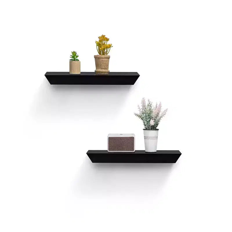 Étagère murale flottante noire de 45,9 cm, avec supports invisibles, en bois, pour salle de bain, chambre, cuisine
