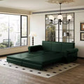 Canapé-lit king size 3-en-1 convertible en similicuir de 93,7 po avec clous décoratifs et accoudoirs arrondis, vert