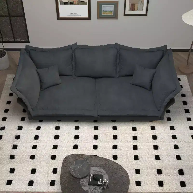 Canapé Cloud moderne et confortable de 90,55 po, avec assise profonde et plusieurs grands oreillers, gris