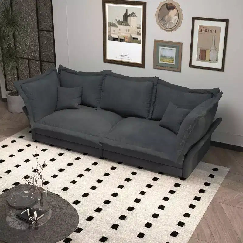 Canapé Cloud moderne et confortable de 90,55 po, avec assise profonde et plusieurs grands oreillers, gris