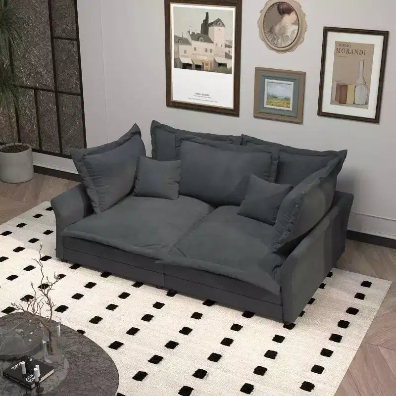 Canapé Cloud moderne et confortable de 90,55 po, avec assise profonde et plusieurs grands oreillers, gris