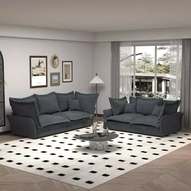 Canapé Cloud moderne et confortable de 90,55 po, avec assise profonde et plusieurs grands oreillers, gris