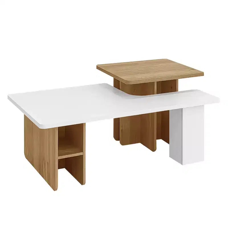 47.20" Lot de 2 tables basses gigognes de style rustique, table basse rectangulaire pour salon, ensemble de tables basses finition bois, petites tables basses