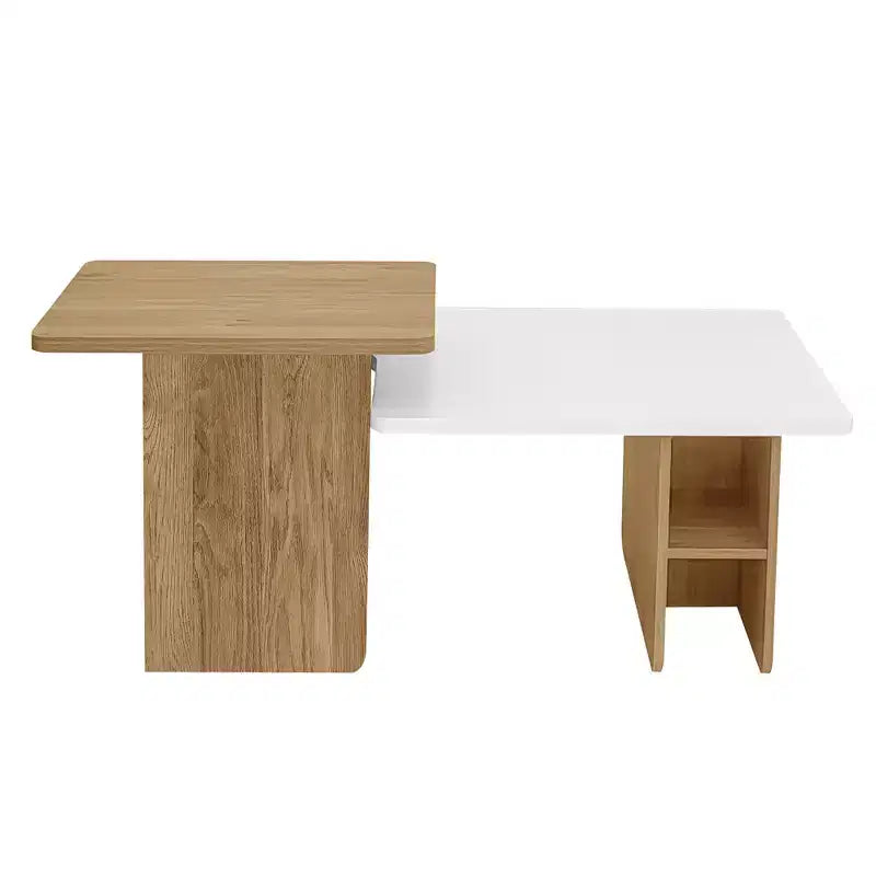 47.20" Lot de 2 tables basses gigognes de style rustique, table basse rectangulaire pour salon, ensemble de tables basses finition bois, petites tables basses