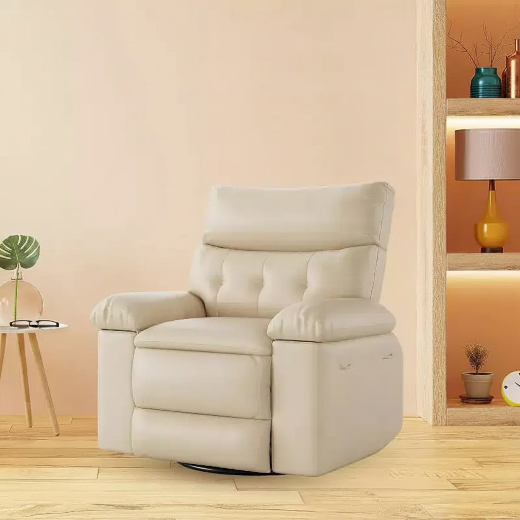 Fauteuil inclinable surdimensionné avec chauffage et massage Fauteuil pivotant et berçant extra large en cuir PU avec pochette latérale pour salon, chambre de bébé