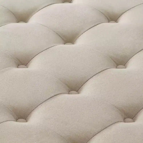 Pouffe de rangement surdimensionné de 76 cm, design capitonné, repose-pieds en lin doux pour le salon, bordure cloutée, capacité de 136 kg