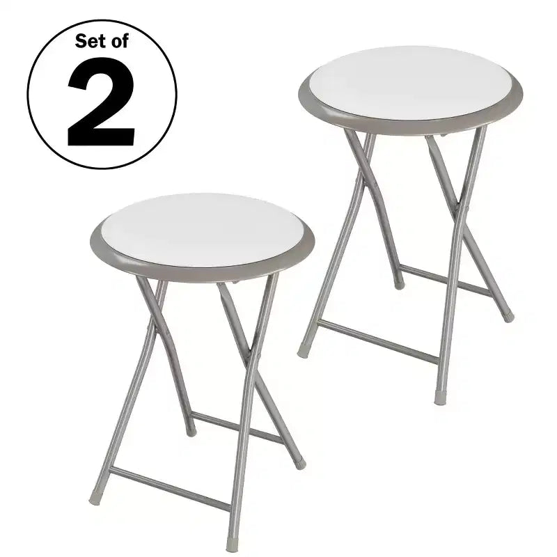 Lot de 2 tabourets de bar pliants, résistants 46 cm avec capacité de 102 kg et sièges rembourrés pour dortoir, salle de récréation ou salle de jeux