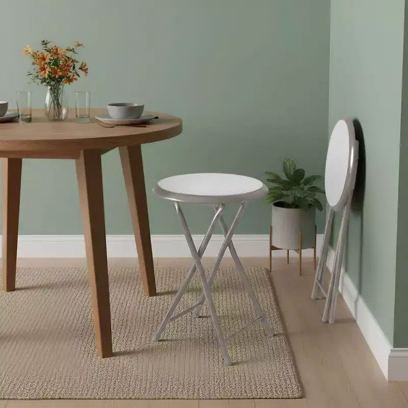 Lot de 2 tabourets de bar pliants, résistants 46 cm avec capacité de 102 kg et sièges rembourrés pour dortoir, salle de récréation ou salle de jeux