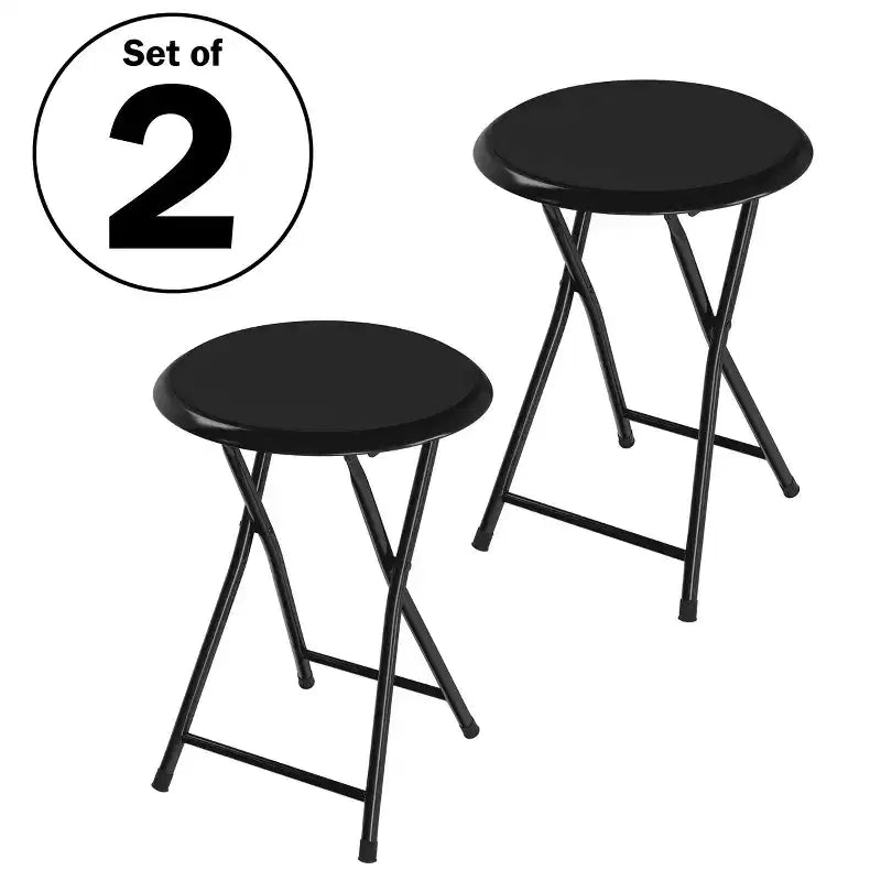 Lot de 2 tabourets de bar pliants, résistants 46 cm avec capacité de 102 kg et sièges rembourrés pour dortoir, salle de récréation ou salle de jeux