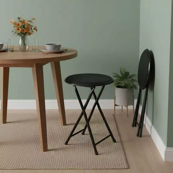 Lot de 2 tabourets de bar pliants, résistants 46 cm avec capacité de 102 kg et sièges rembourrés pour dortoir, salle de récréation ou salle de jeux