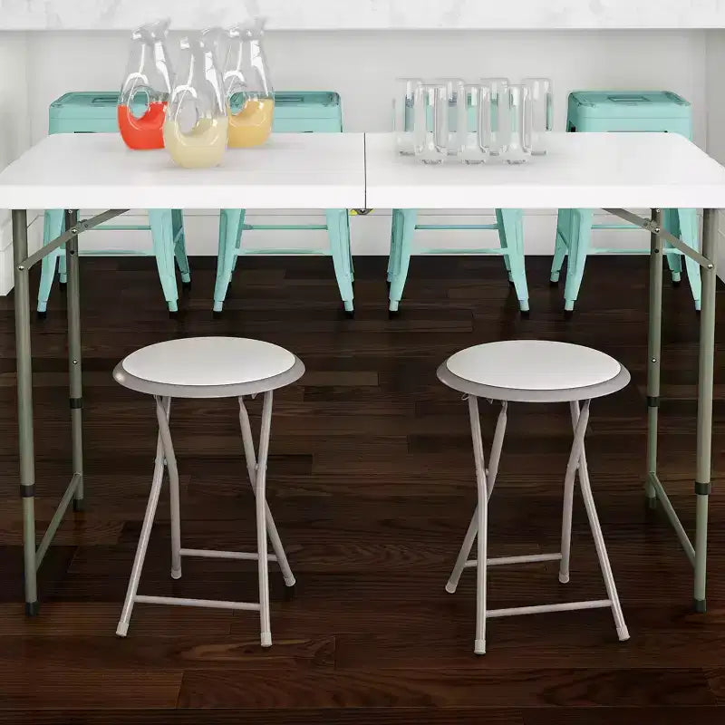 Lot de 2 tabourets de bar pliants, résistants 46 cm avec capacité de 102 kg et sièges rembourrés pour dortoir, salle de récréation ou salle de jeux