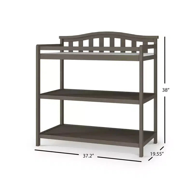 Table à langer pour bébé avec dessus en arc, matelas résistant à l'eau et sangle de sécurité, kit anti-basculement inclus, finition sans danger pour bébé