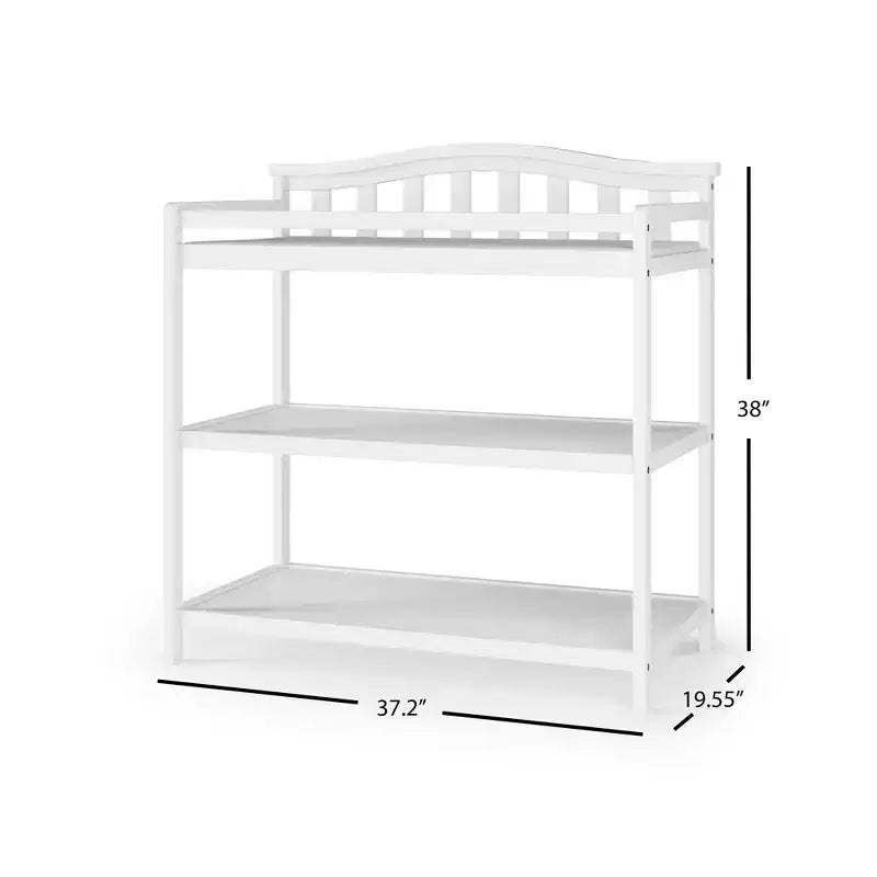 Table à langer pour bébé avec dessus en arc, matelas résistant à l'eau et sangle de sécurité, kit anti-basculement inclus, finition sans danger pour bébé