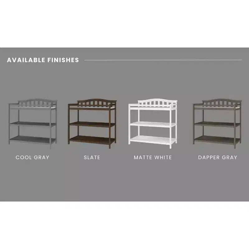 Table à langer pour bébé avec dessus en arc, matelas résistant à l'eau et sangle de sécurité, kit anti-basculement inclus, finition sans danger pour bébé