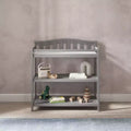 Table à langer pour bébé avec dessus en arc, matelas résistant à l'eau et sangle de sécurité, kit anti-basculement inclus, finition sans danger pour bébé