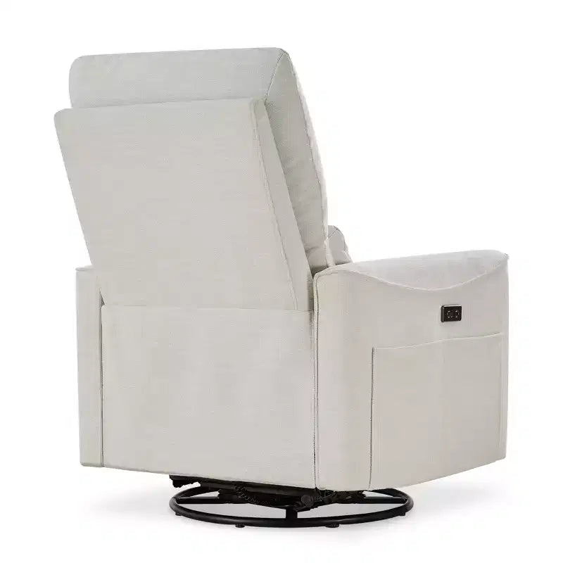 Fauteuil inclinable, pivotant et à bascule électrique, planeur en tissu avec support lombaire et ports USB/Type-C