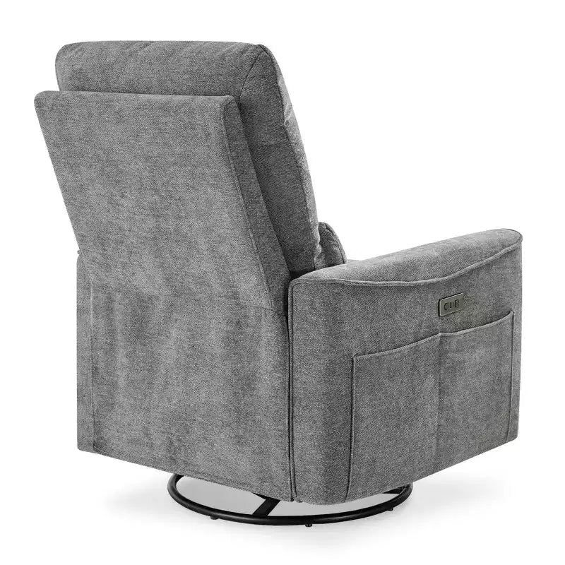 Fauteuil inclinable, pivotant et à bascule électrique, planeur en tissu avec support lombaire et ports USB/Type-C